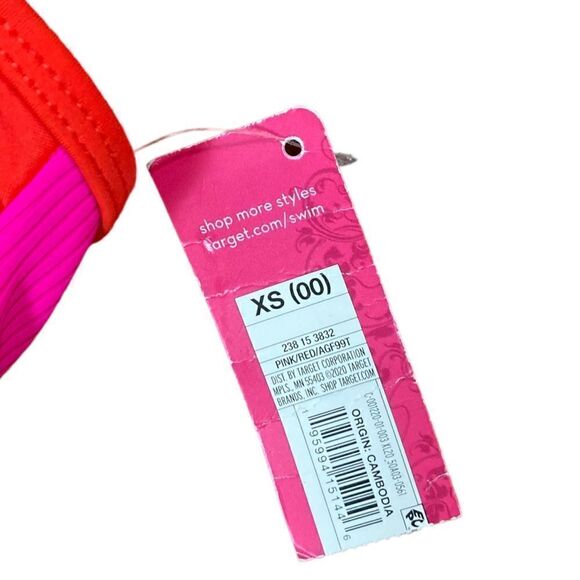 Xhilaration Red And Pink Colorblock Bikini Top, Juniors, Size XS, NWT - Picture 5 of 5